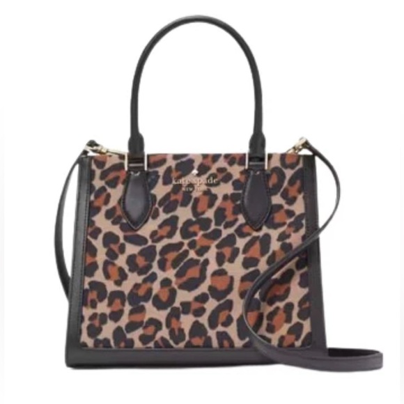 Kate Spade Ellie Spotted Leopard Canvas Small Tote Crossbody 🖤🤎 - Picture 5 of 7